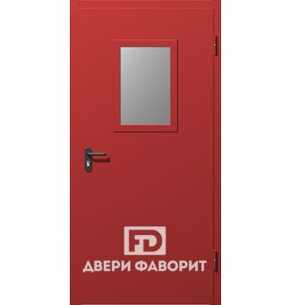 Стальная противопожарная дверь со стеклом