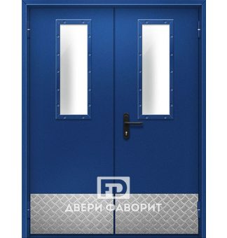 Противопожарная дверь со стеклами и отбойниками