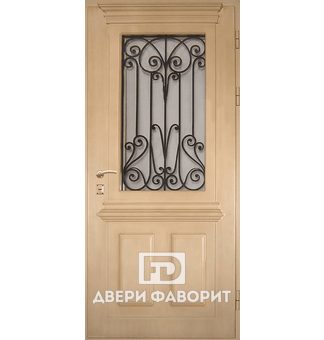 металлическая дверь с терморазрывом, стеклом и ковкой