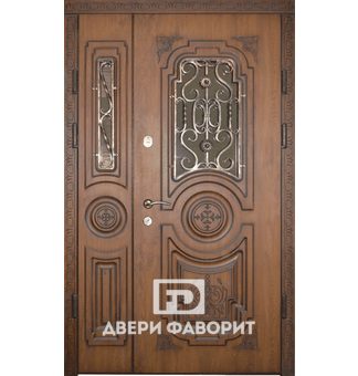 двустворчатая дверь с терморазрывом и стеклянными вставками