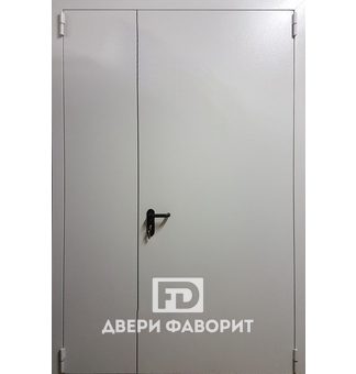 двустворчатая металлическая дверь с одним замком